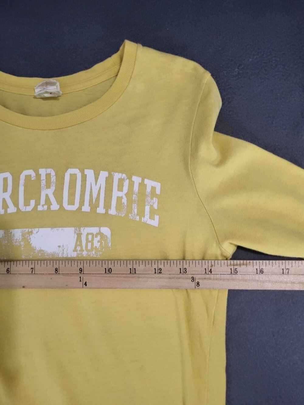Abercrombie & Fitch VTG Girls XL Long Sleeve Graphic Tee Yellow Distressed y2k - Picture 6 of 8